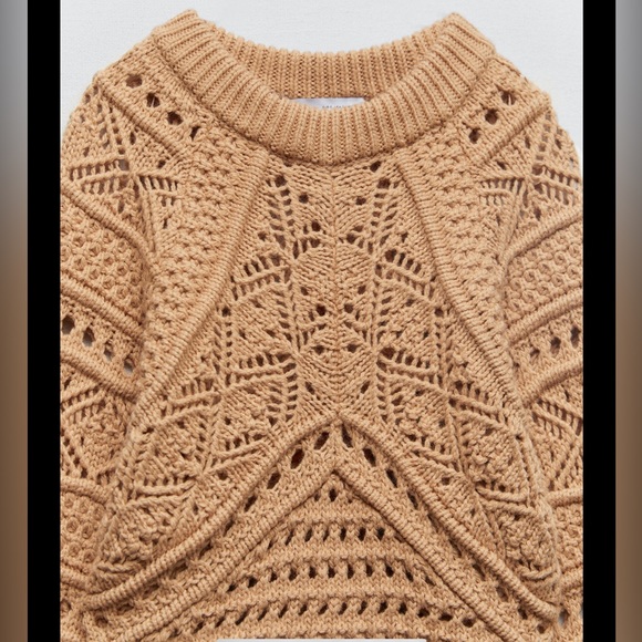 Zara open knit chunky textured knit sweater - Picture 11 of 13